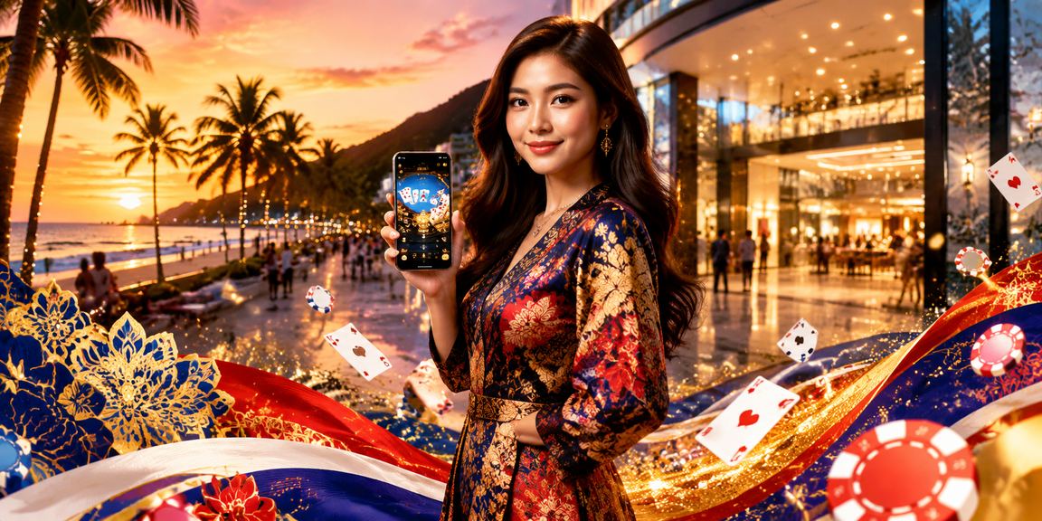 Permainan poker di meja kasino dengan motif batik Pulau Pinang